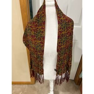 Saldarini made in Italy 100% silk scarf vintage fringed ends